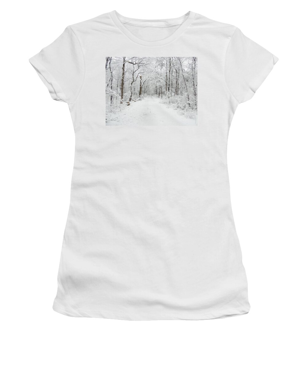 Snow In The Park Women's T-Shirt featuring the photograph Snow in the Park by Raymond Salani III