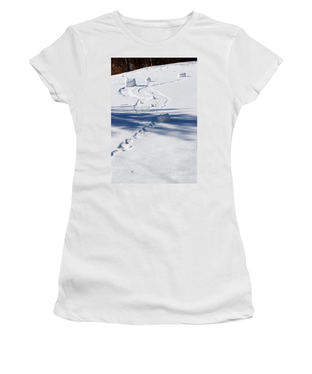 Winter Women's T-Shirt featuring the photograph Snow Rollers by Karen Adams