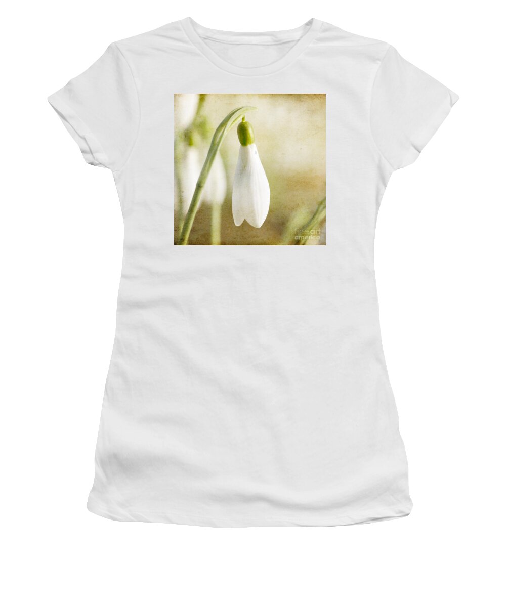 Snowdrop Women's T-Shirt featuring the photograph Snowdrop textured by Steev Stamford