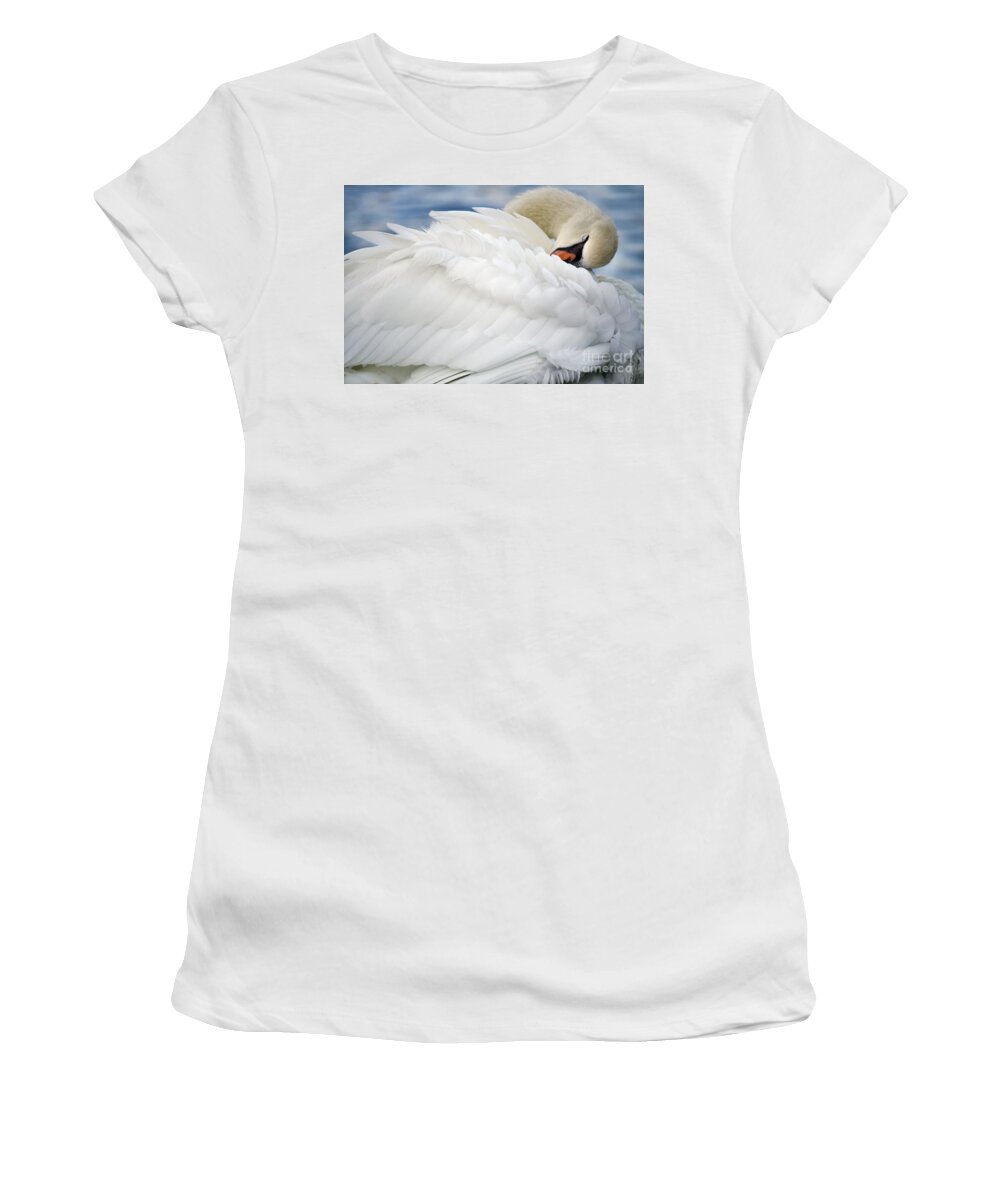 Swan Women's T-Shirt featuring the photograph Softly Sleeping by Deb Halloran