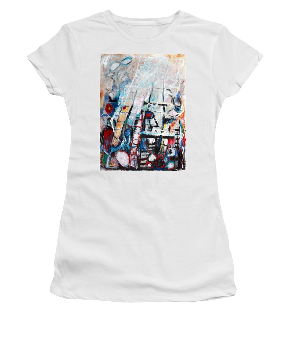 Abstract Women's T-Shirt featuring the painting Sometimes the Wind Just Blows So Hard by Mary C Farrenkopf