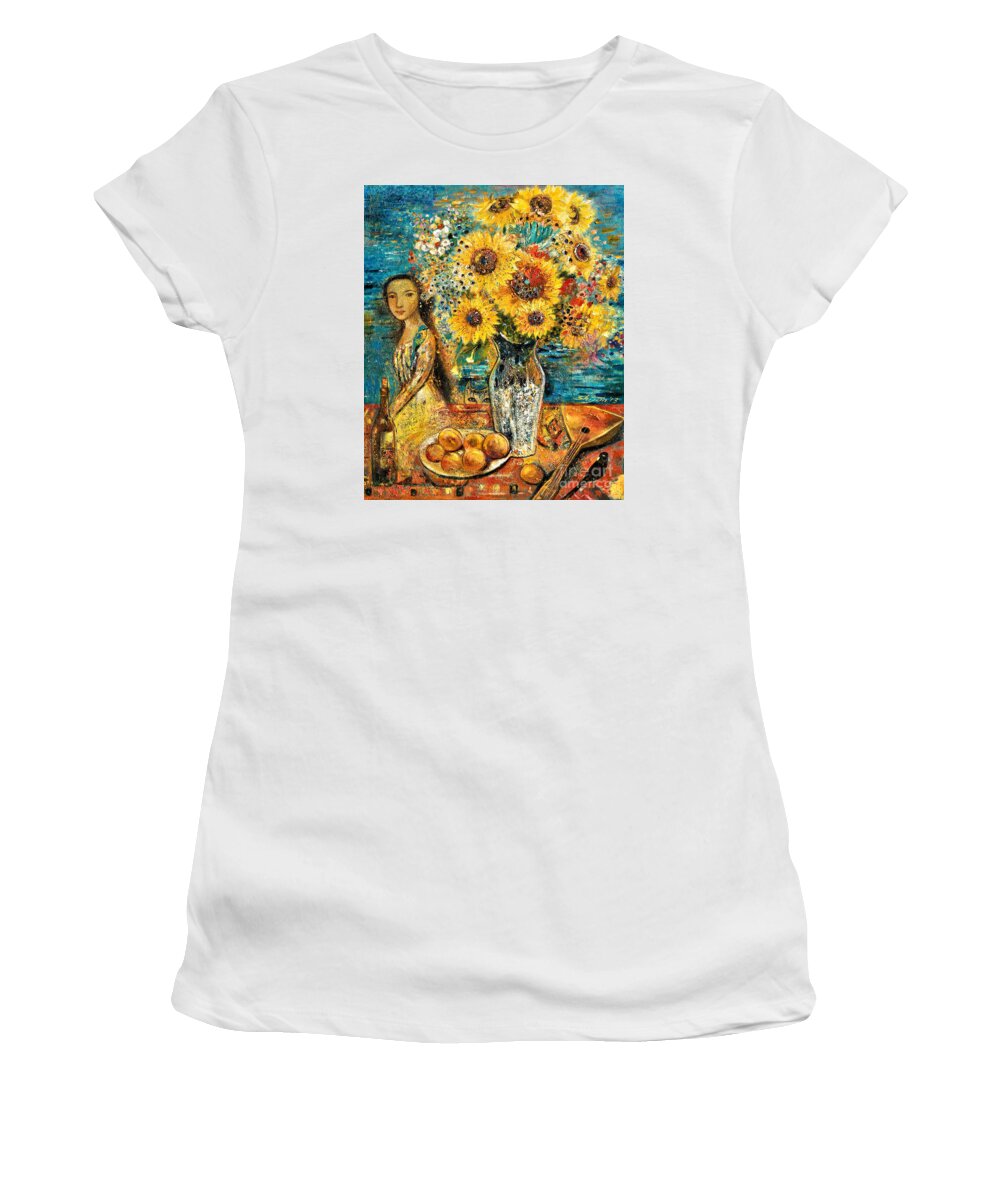 Shijun Women's T-Shirt featuring the painting Southern Sunshine by Shijun Munns