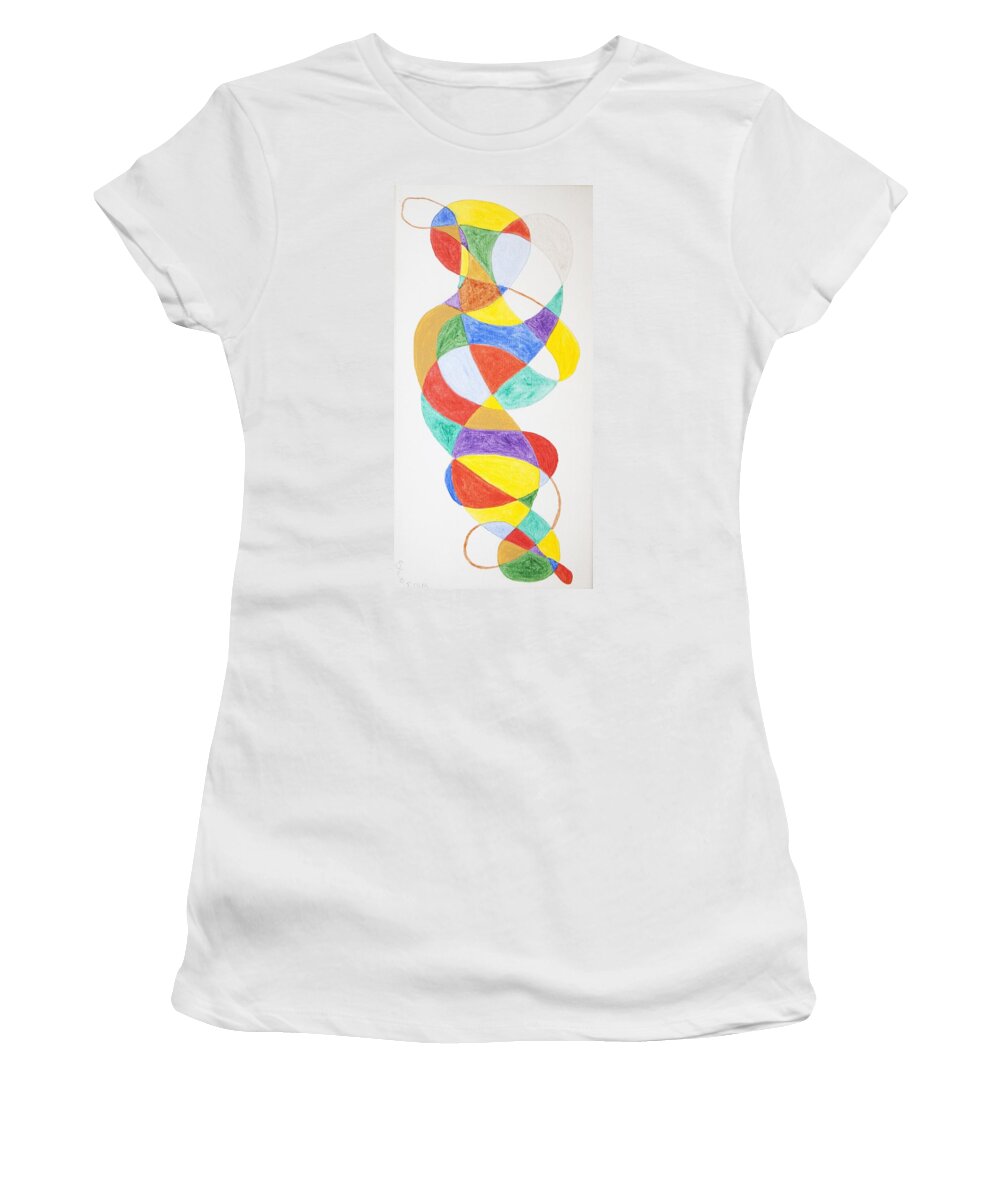 Spacesuit Women's T-Shirt featuring the painting Spiral Spacesuit by Stormm Bradshaw