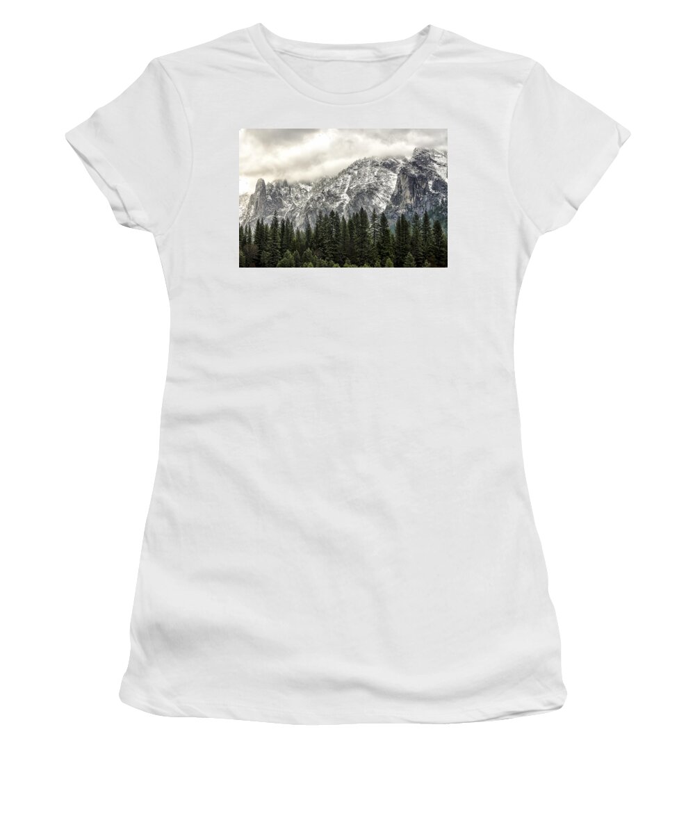Yosemite Lodge Women's T-Shirt featuring the photograph Spirits In Yosemite Wide. by Wasim Muklashy