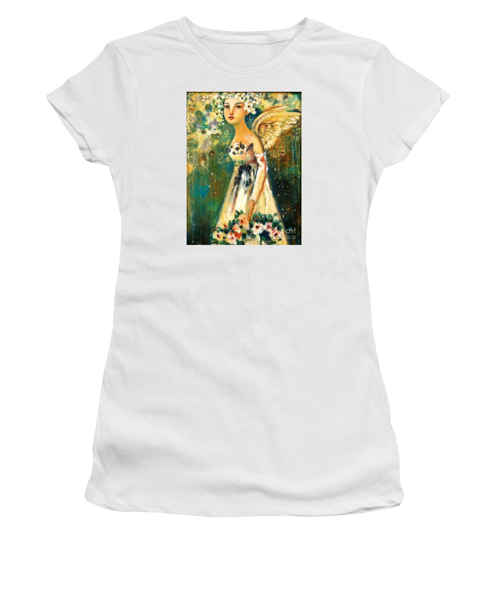Angel Women's T-Shirt featuring the painting Spring Angel by Shijun Munns