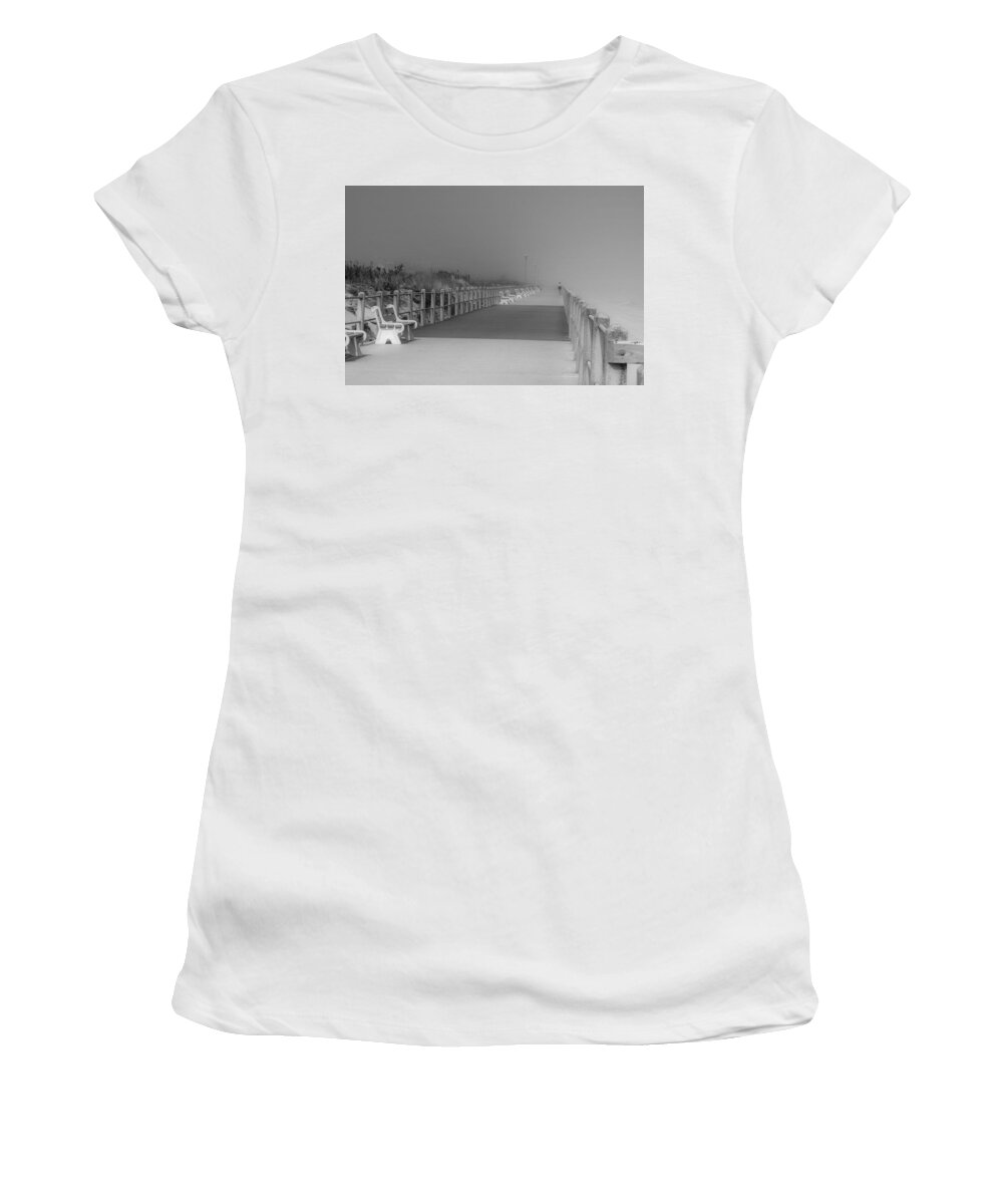 Jersey Shore Women's T-Shirt featuring the photograph Spring Lake Boardwalk - Jersey Shore by Angie Tirado