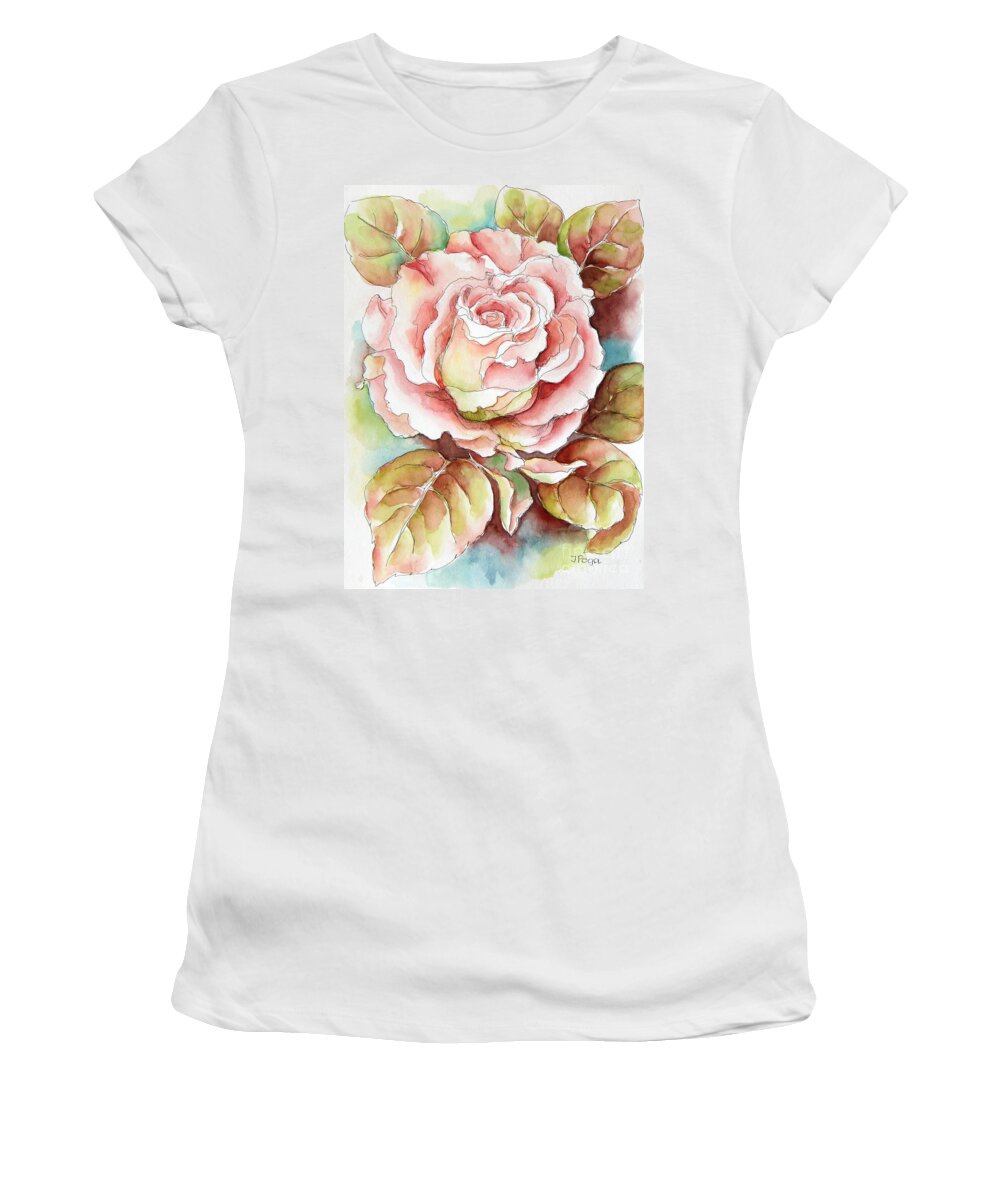 Floral Watercolor Women's T-Shirt featuring the painting Spring Rose by Inese Poga