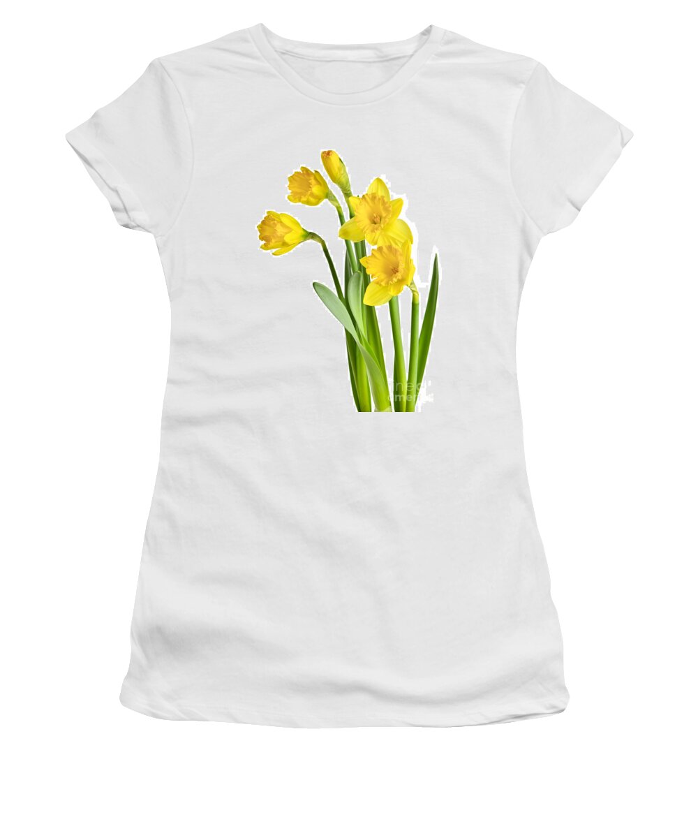 Flowers Women's T-Shirt featuring the photograph Spring yellow daffodils by Elena Elisseeva