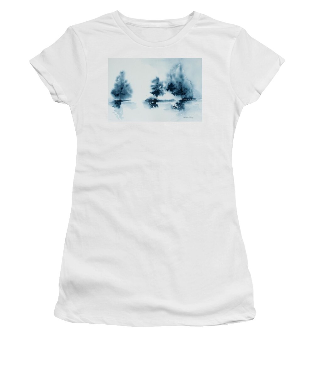 Indigo Women's T-Shirt featuring the painting Study in Indigo by Celene Terry
