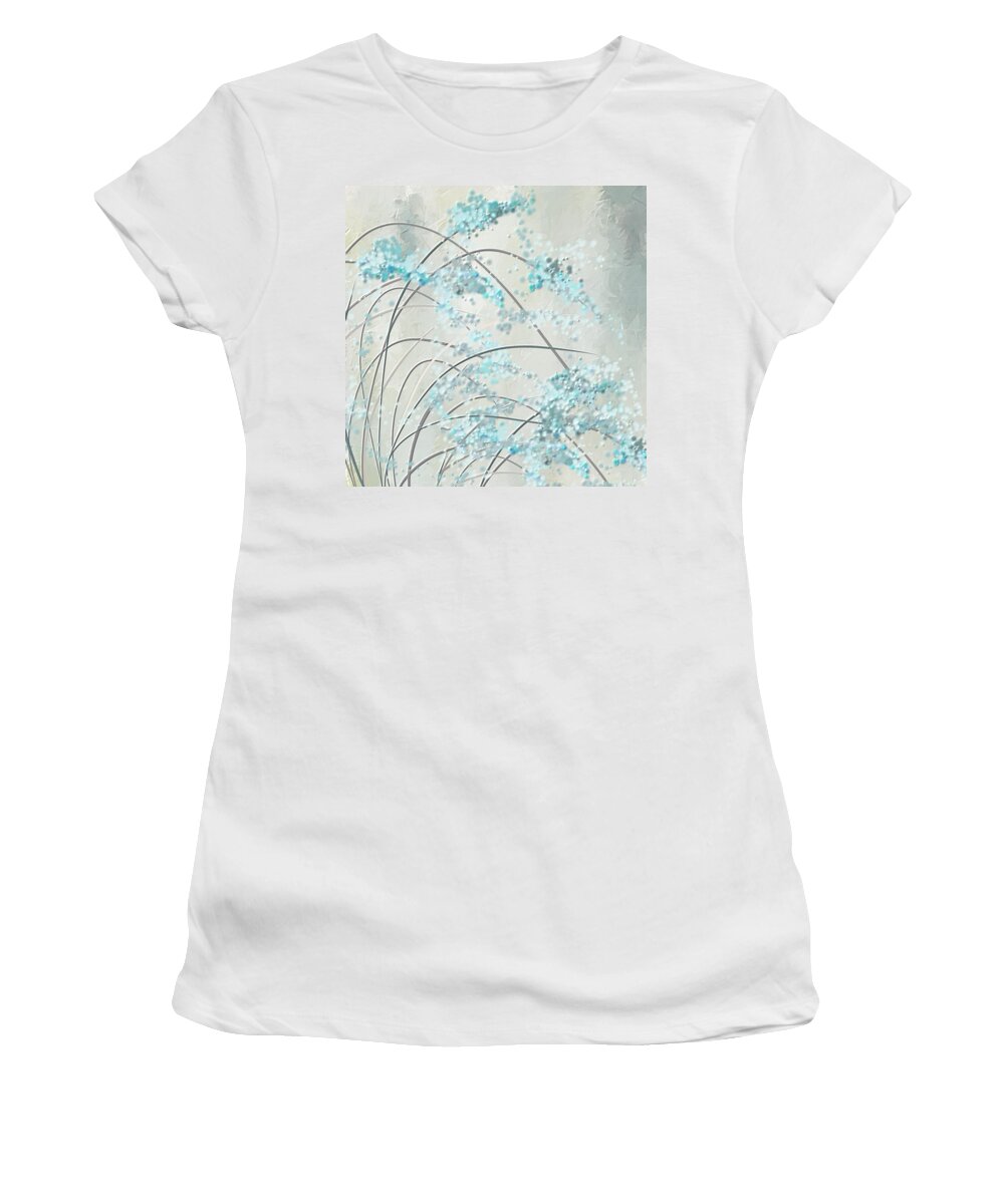 Blue Women's T-Shirt featuring the painting Summer Showers by Lourry Legarde