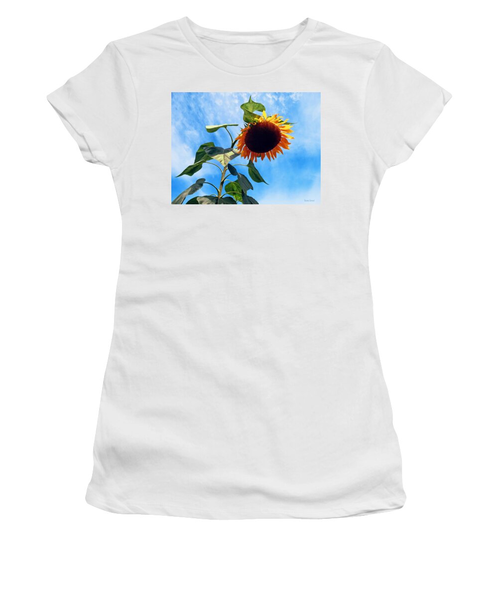 Sunflower Women's T-Shirt featuring the photograph Sunflower and Sky by Susan Savad
