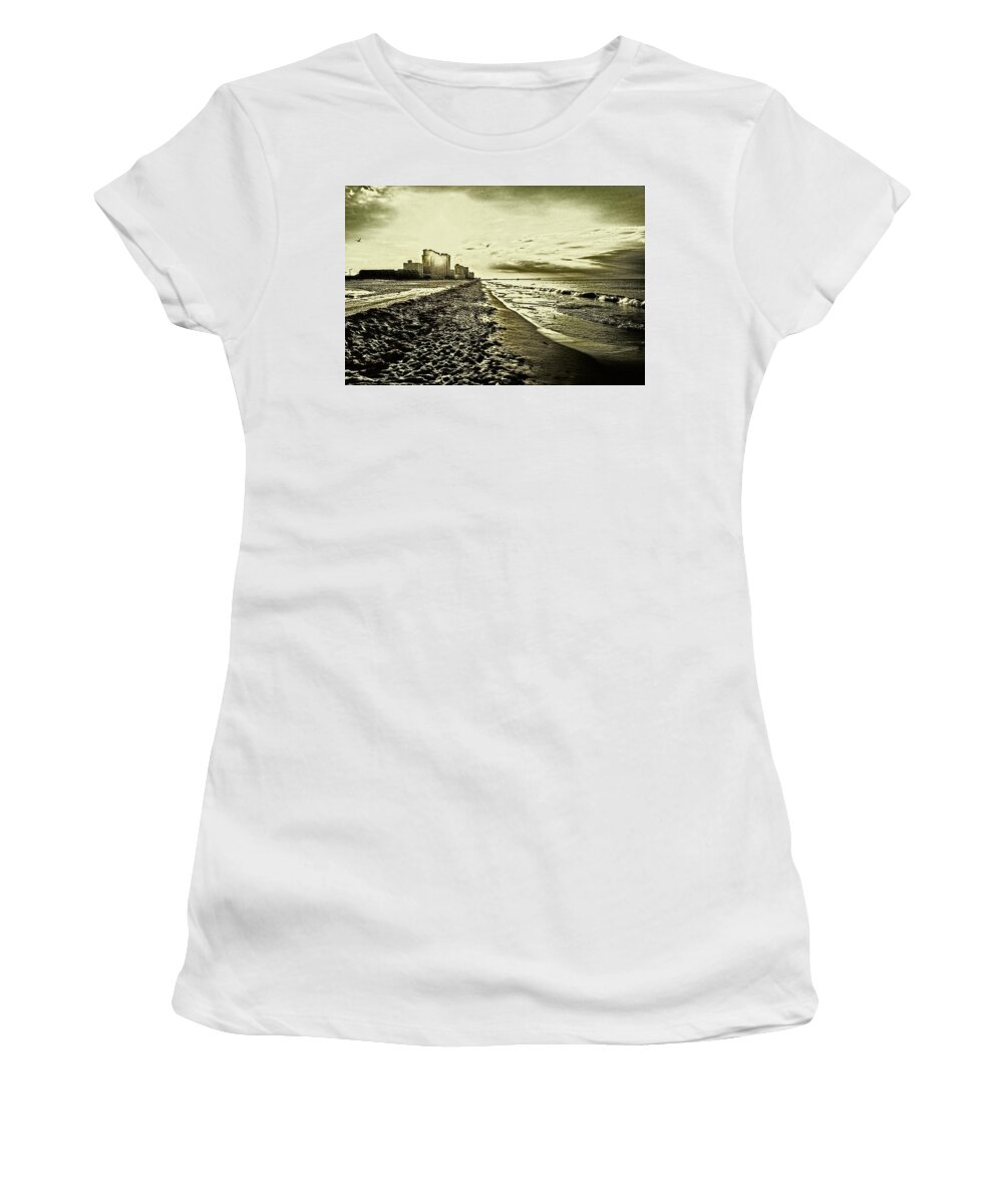 Palm Women's T-Shirt featuring the digital art Sunny Beach by Michael Thomas