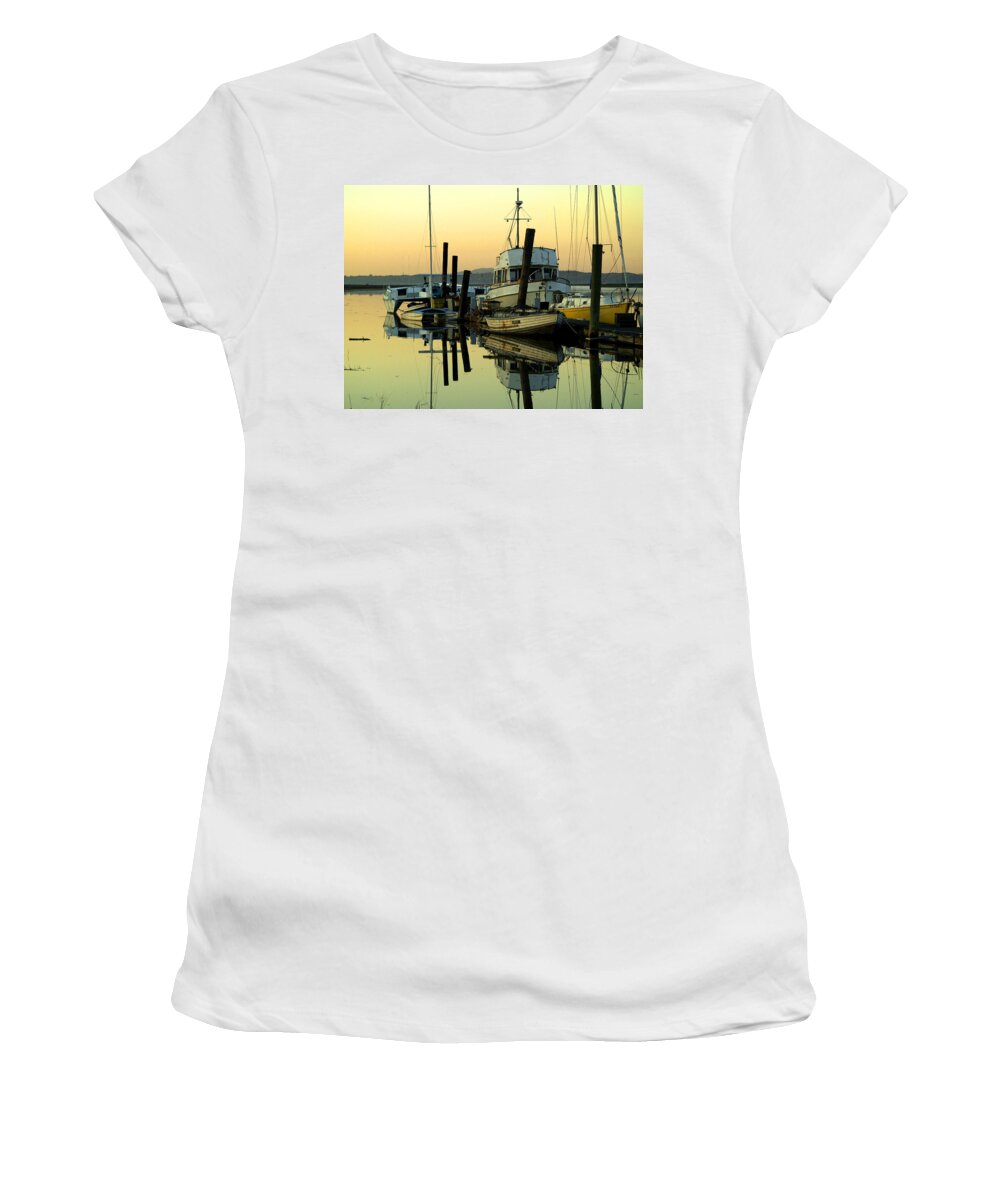 Petaluma River Women's T-Shirt featuring the photograph Sunrise on the Petaluma River by Bill Gallagher