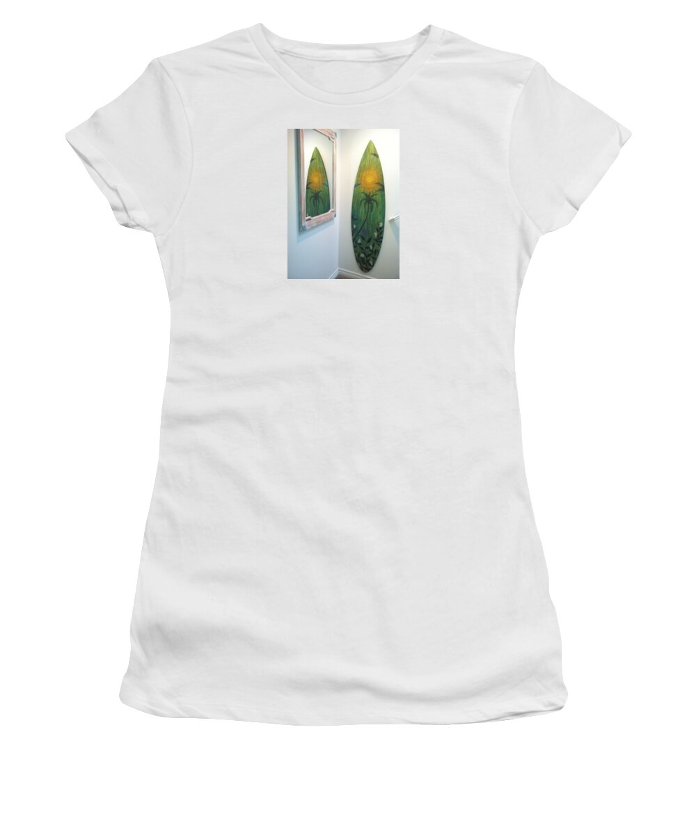 Sunsetreflection Women's T-Shirt featuring the painting Sunset Reflection by Paul Carter