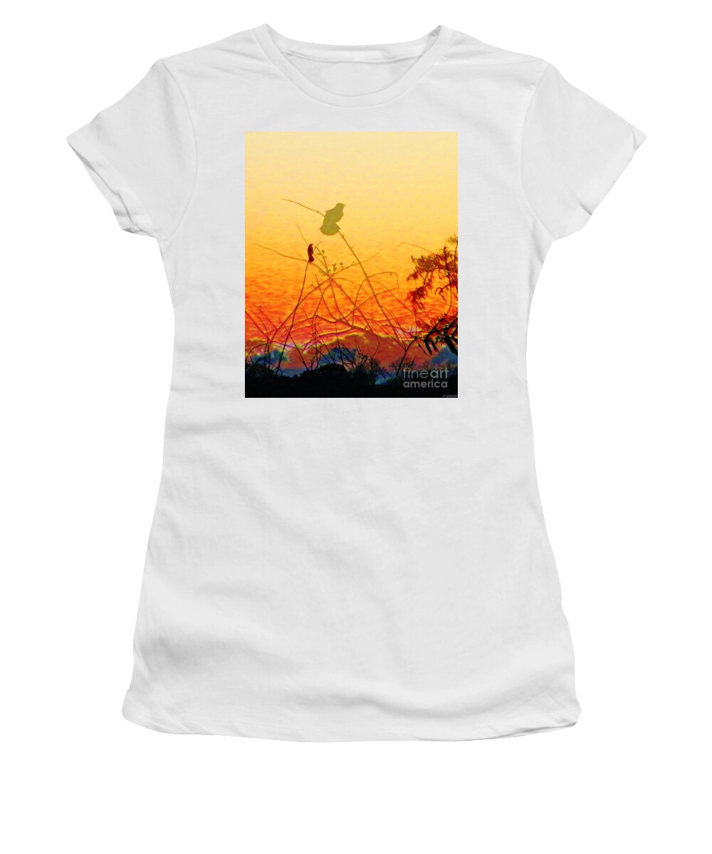 Digital Art Women's T-Shirt featuring the digital art Sunset Warblers lake martin Louisiana by Lizi Beard-Ward