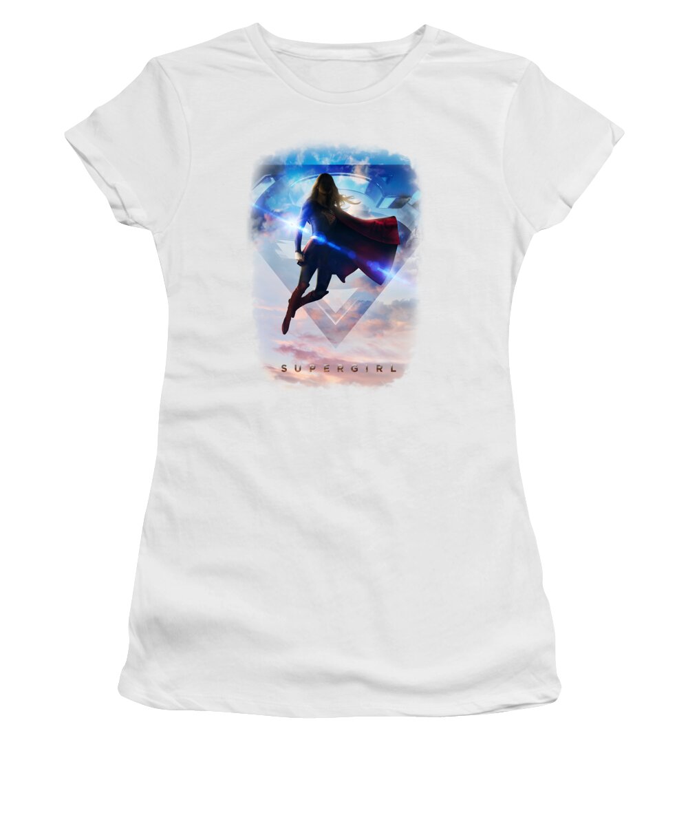  Women's T-Shirt featuring the digital art Supergirl - Endless Sky by Brand A