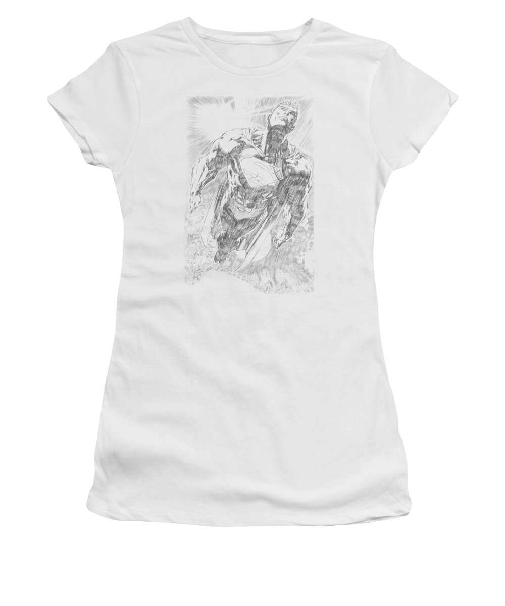 Superman Women's T-Shirt featuring the digital art Superman - Exploding Space Sketch by Brand A