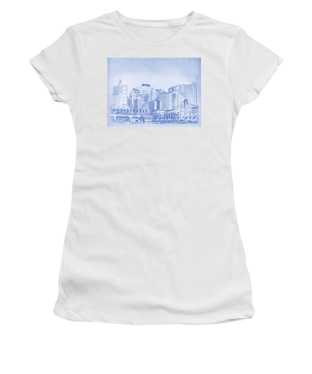 Sydney Women's T-Shirt featuring the photograph Sydney's Cockle Bay Blueprint by Kaleidoscopik Photography
