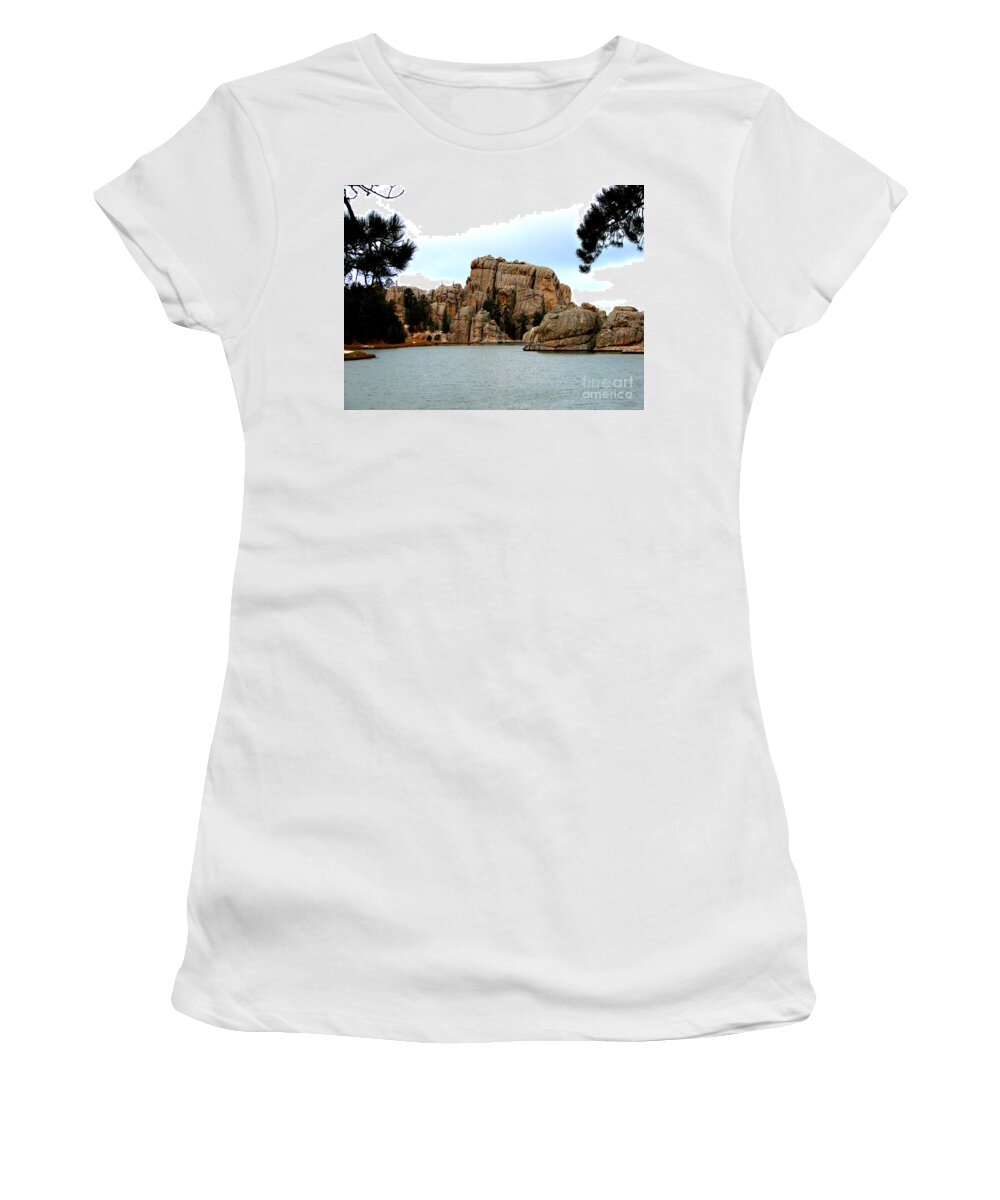 Black Hills Women's T-Shirt featuring the photograph Sylvan Lake by Linda Cox