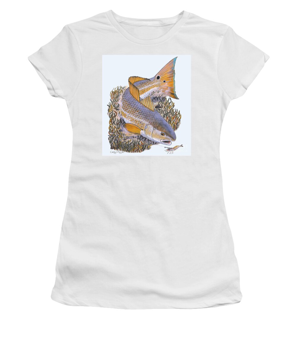 Redfish Women's T-Shirt featuring the painting Tailing Redfish by Carey Chen