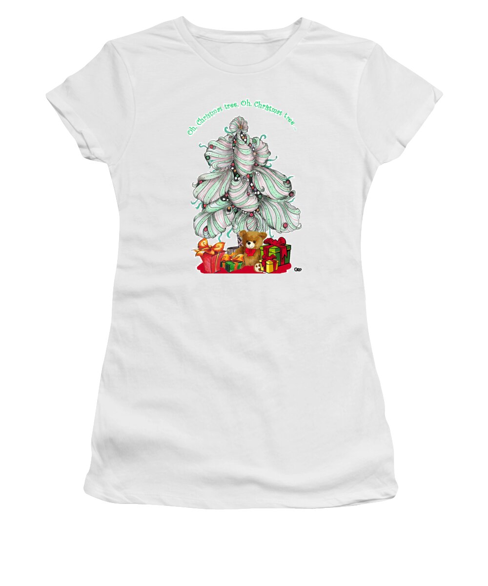 Tangle Women's T-Shirt featuring the drawing Tangled Christmas Tree by Quwatha Valentine