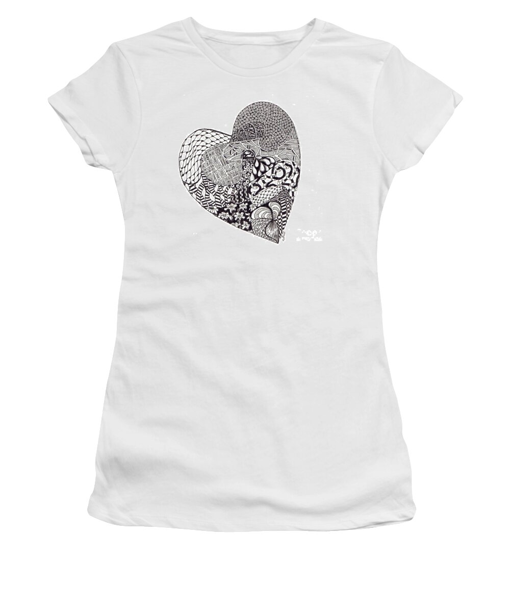 Heart Women's T-Shirt featuring the drawing Tangled Heart by Claire Bull