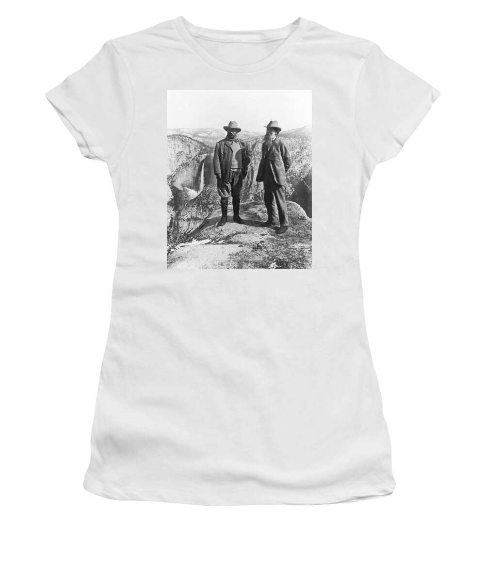 1903 Women's T-Shirt featuring the photograph Teddy Roosevelt and John Muir by Underwood Archives