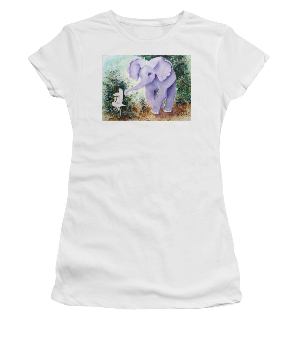 Tembo Women's T-Shirt featuring the painting Tembo Tag by Diane DeSavoy