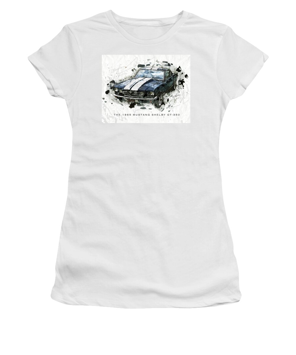Ford Women's T-Shirt featuring the digital art The 1965 Shelby GTO-350 #3 by Gary Bodnar