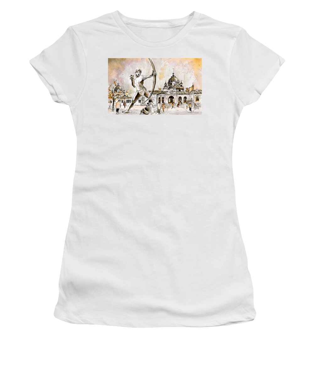 Travel Women's T-Shirt featuring the painting The Archer From Budapest by Miki De Goodaboom