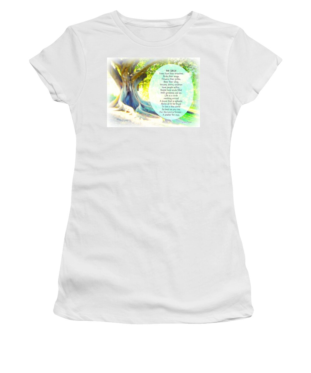 Tree Women's T-Shirt featuring the mixed media The Circle by Leanne Seymour