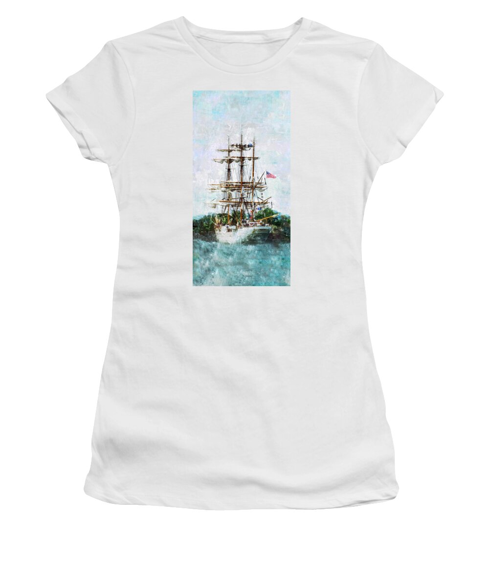 Ttall Women's T-Shirt featuring the photograph Tall Ship Eagle Has Landed by Marianne Campolongo