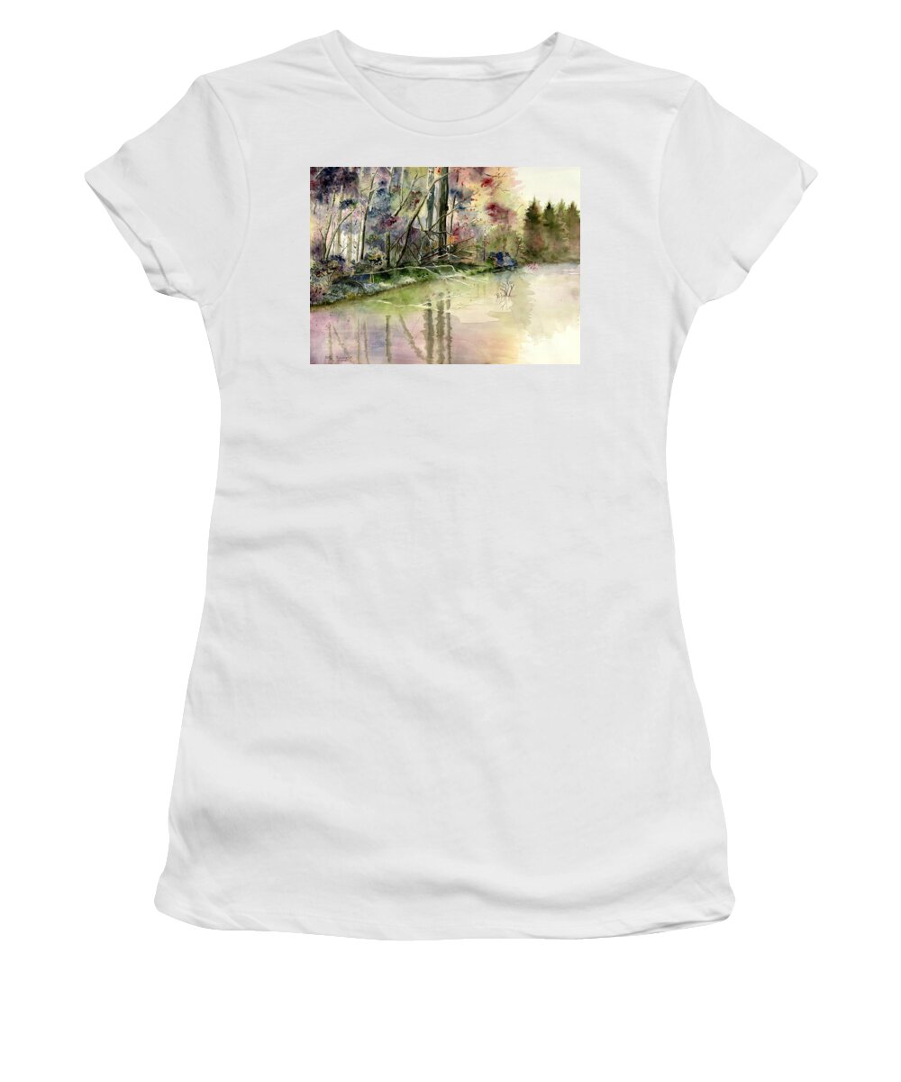 The End Of Wonderful Day Women's T-Shirt featuring the painting The End Of Wonderful Day by Melly Terpening