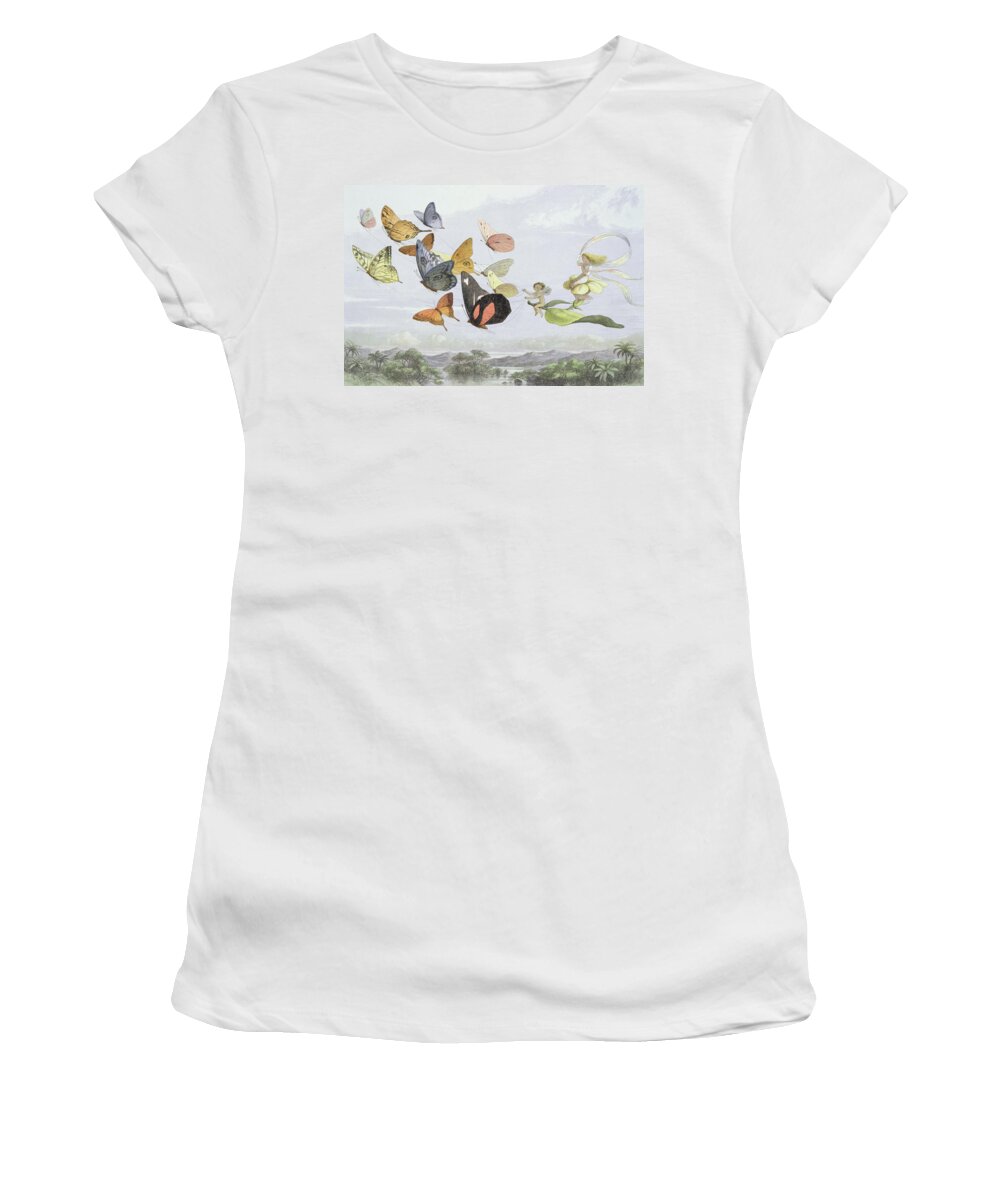 Butterfly Women's T-Shirt featuring the drawing The Fairy Queen's Carriage by Richard Doyle