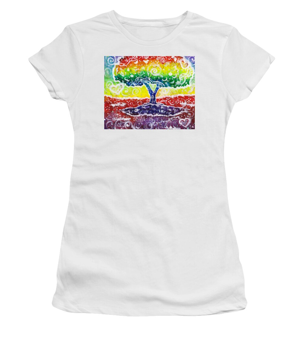 Sparkles Women's T-Shirt featuring the painting The Giving Tree by Shana Rowe Jackson