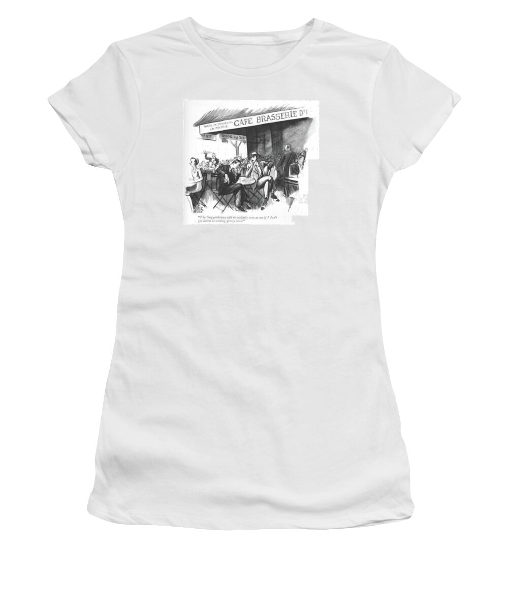104051 Cro Carl Rose Women's T-Shirt featuring the drawing The Guggenheims Will Be Awfully Sore by Carl Rose