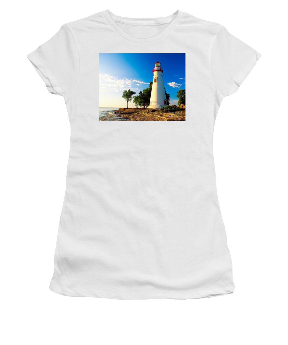 Lighthouse Women's T-Shirt featuring the photograph The Marblehead Light by Nick Zelinsky Jr