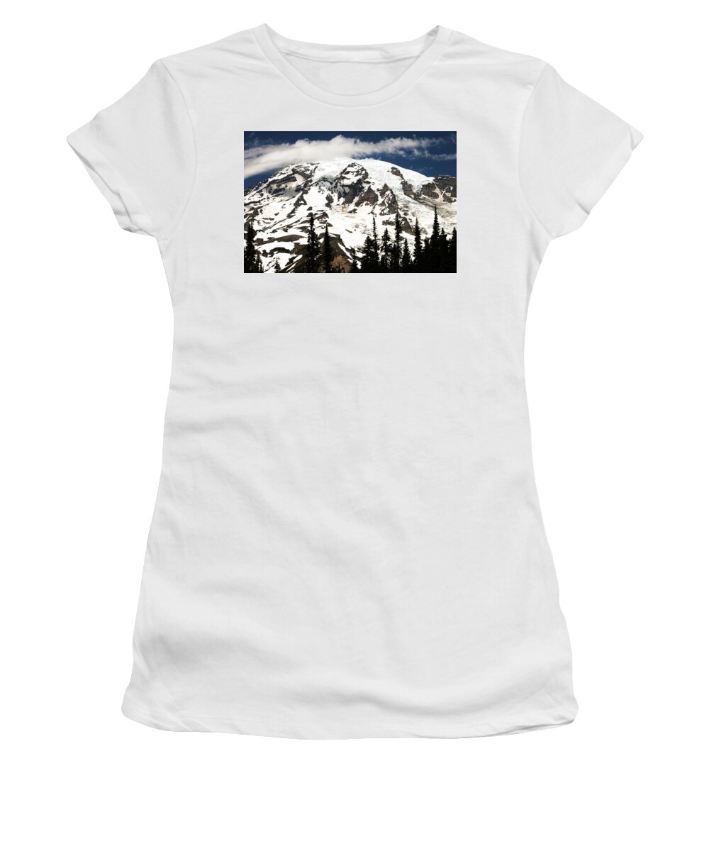 Mt. Rainier Women's T-Shirt featuring the photograph The Mountain by Edward Hawkins II