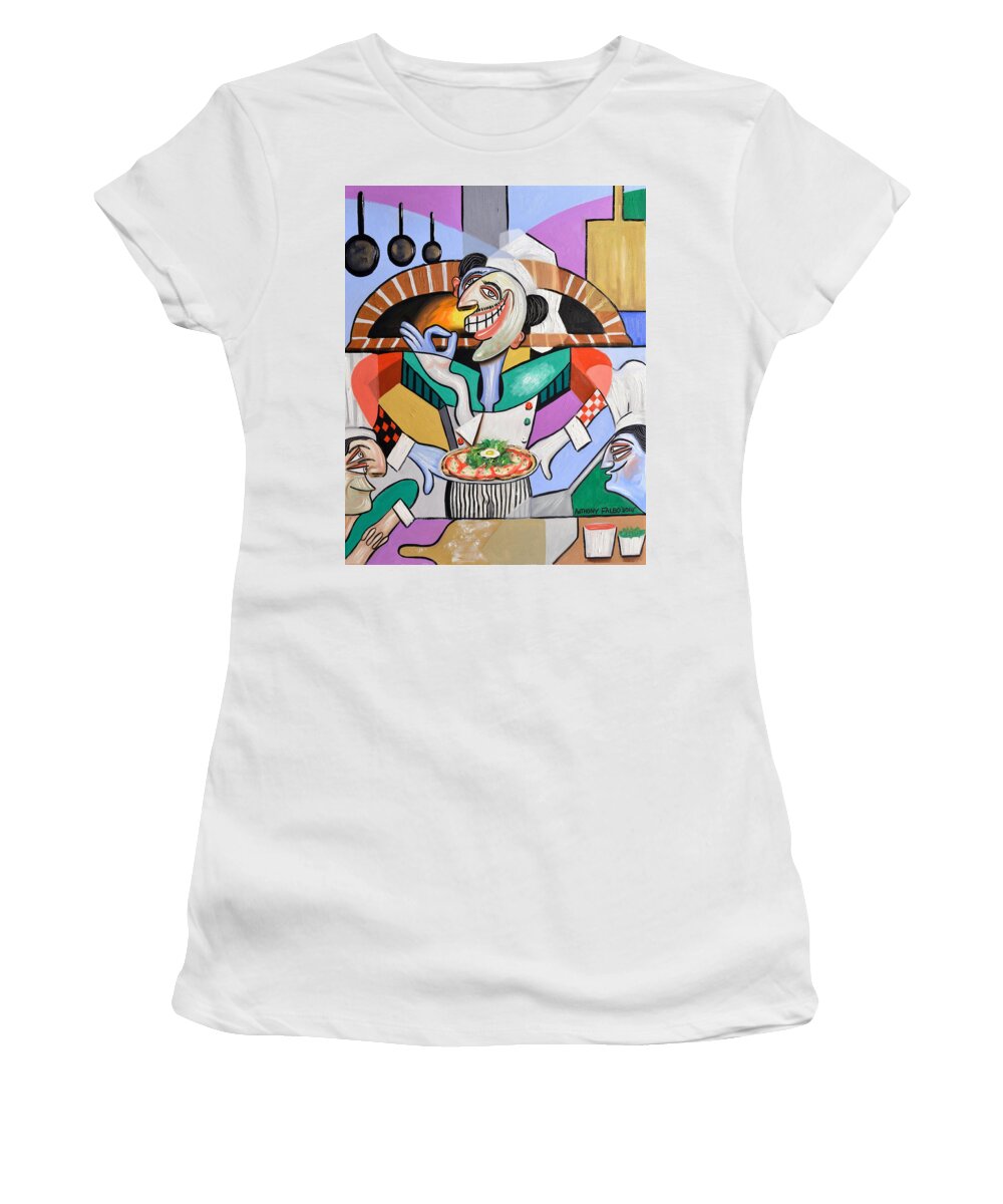 Pizza Women's T-Shirt featuring the painting The Personal Size Gourmet Pizza by Anthony Falbo