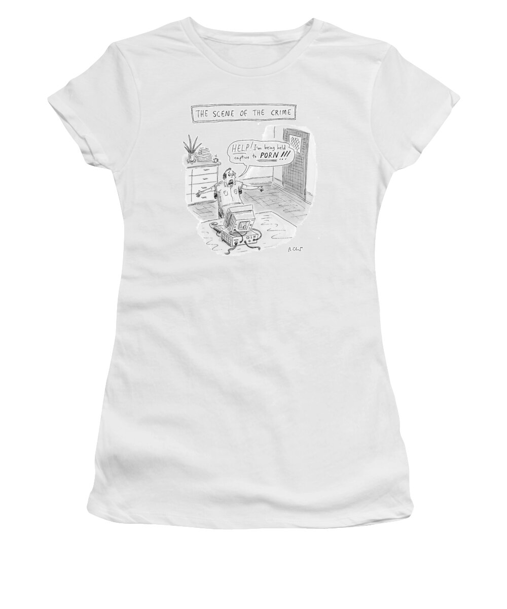 Computers Women's T-Shirt featuring the drawing 'the Scene Of The Crime' by Roz Chast