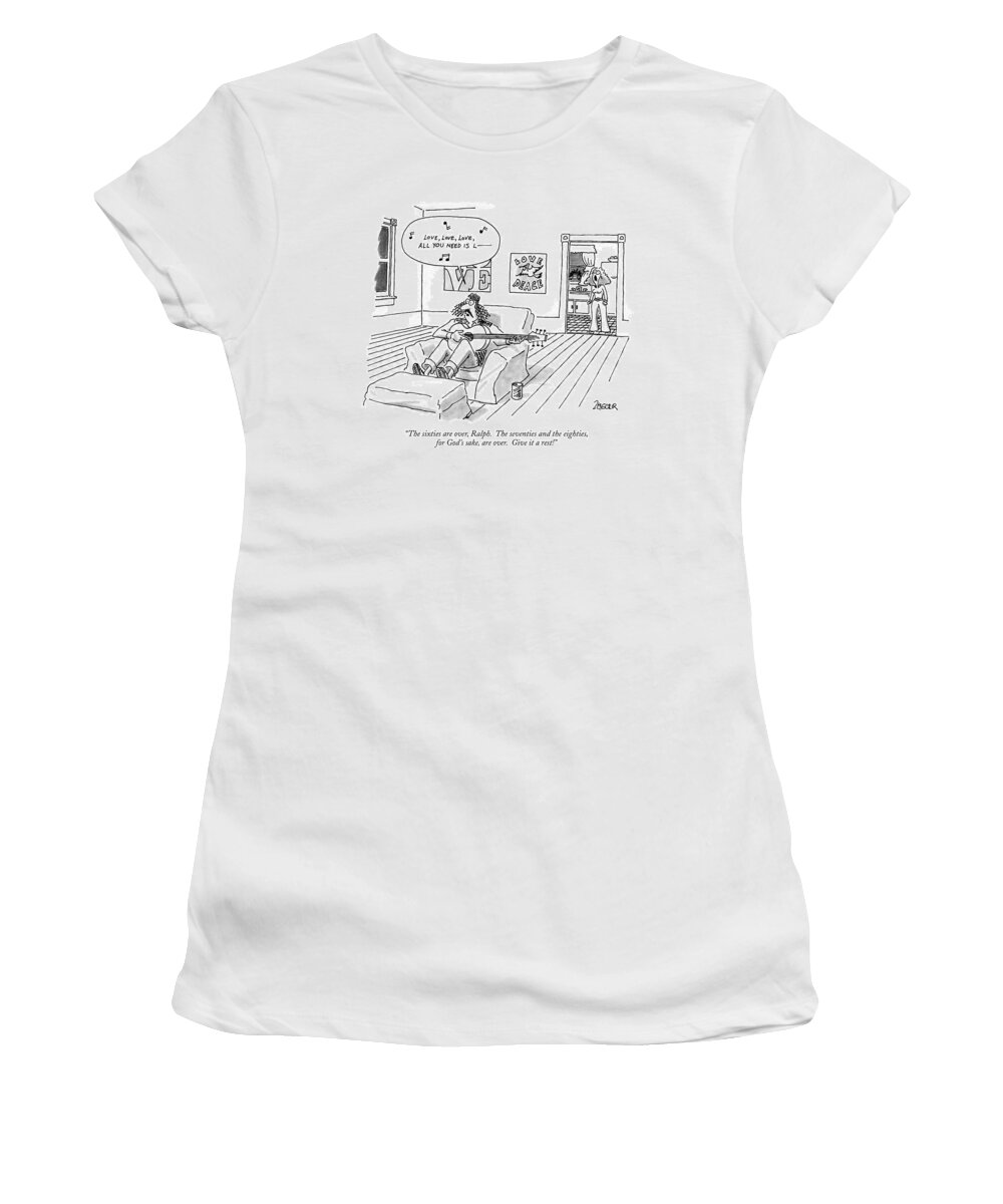 Relationships Women's T-Shirt featuring the drawing The Sixties by Jack Ziegler