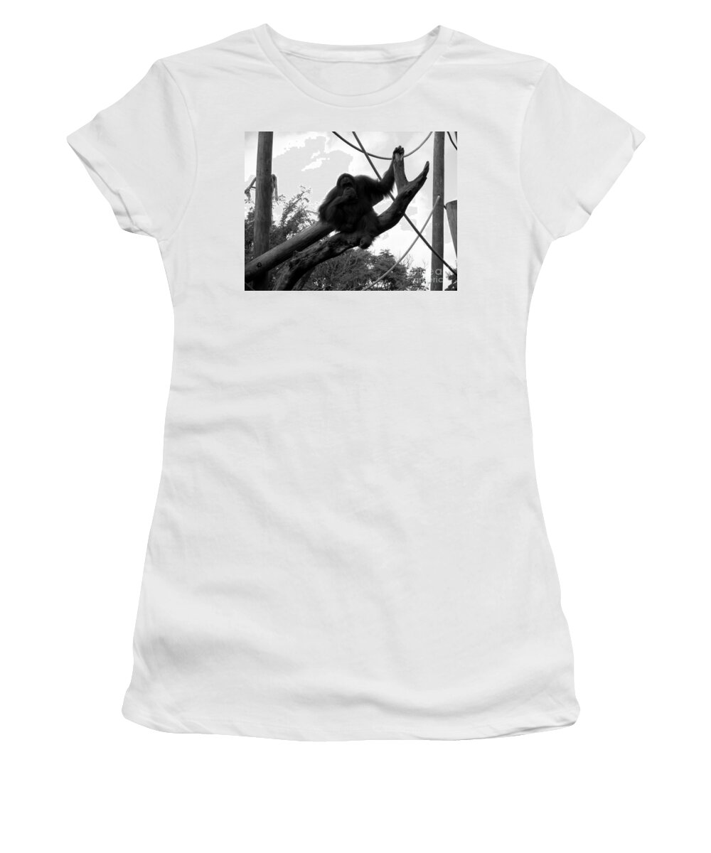 Orangutang Women's T-Shirt featuring the photograph Thinking of you Black and White by Joseph Baril