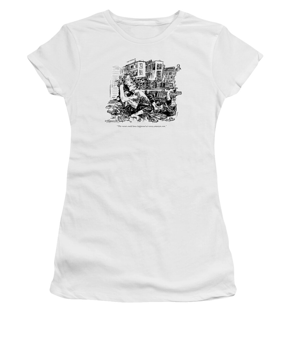 Sex Women's T-Shirt featuring the drawing This Never Could Have Happened At Www.amazon.com by William Hamilton