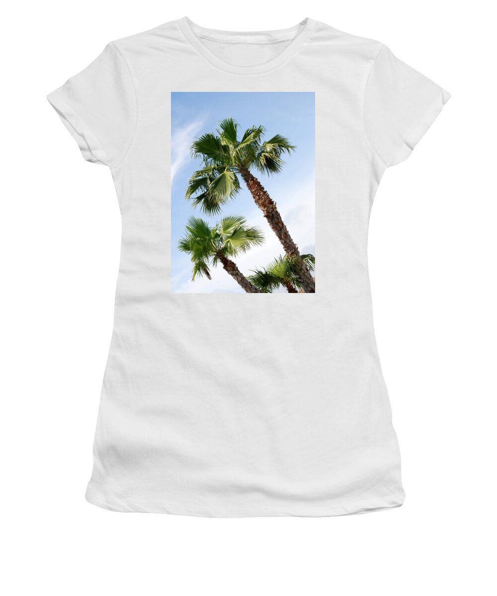 Three Women's T-Shirt featuring the photograph Three Palms at Jamaica Beach by Connie Fox
