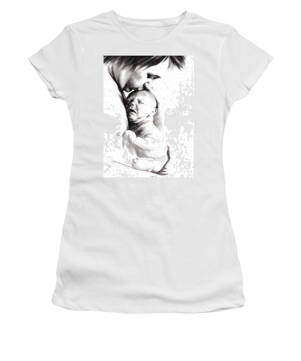 Figurative Women's T-Shirt featuring the drawing Your mother loved you by Paul Davenport