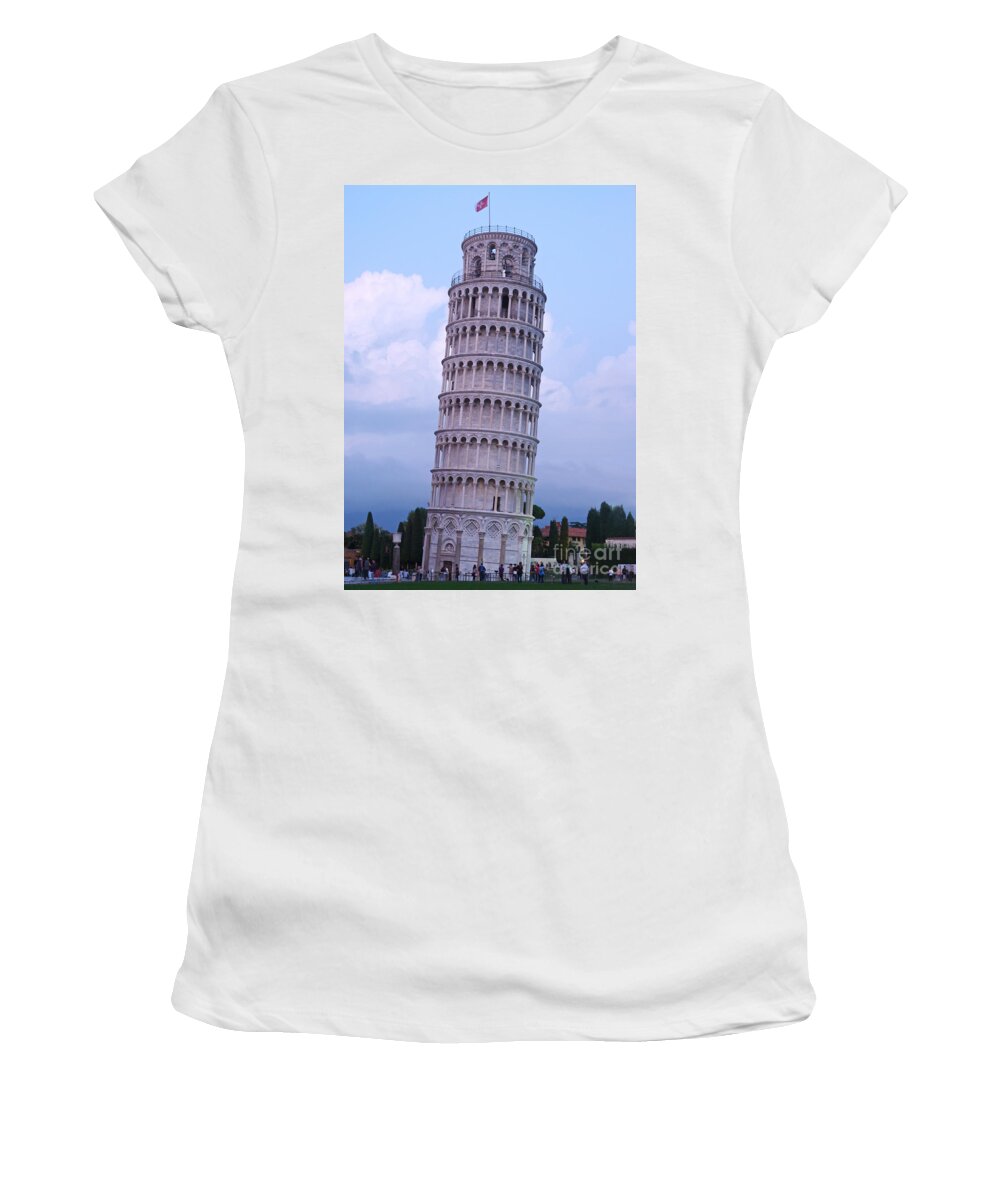 Pisa Women's T-Shirt featuring the photograph Tower of Pisa - Evening Light by Phil Banks