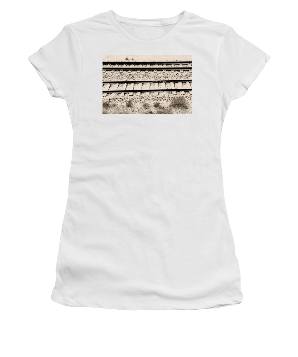 Digital Sepia Photo Women's T-Shirt featuring the digital art Snow Tracks S by Tim Richards
