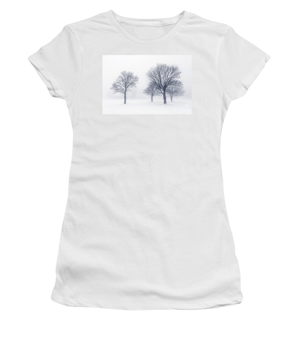 Trees Women's T-Shirt featuring the photograph Trees in winter fog 2 by Elena Elisseeva