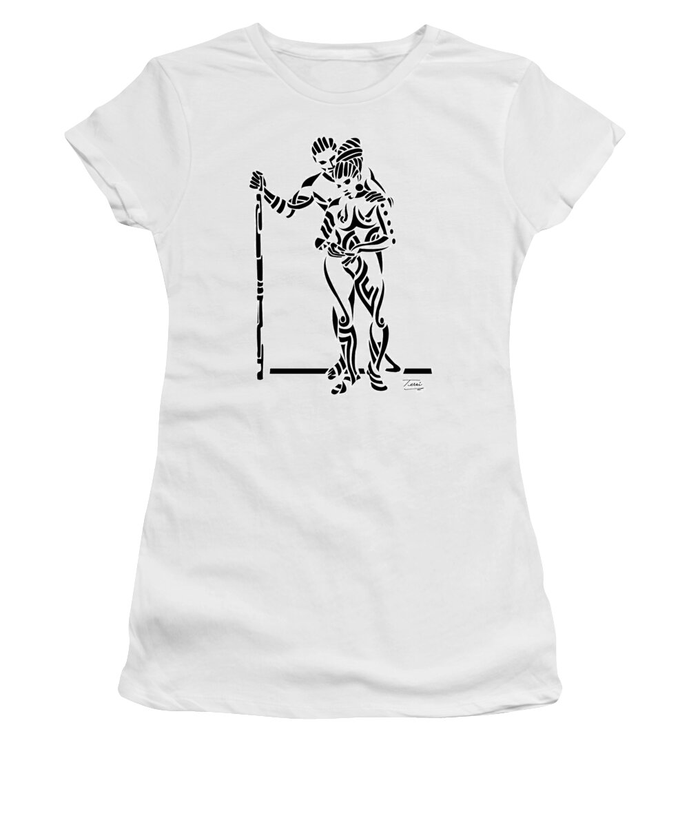 Couple Women's T-Shirt featuring the drawing Tribal Comfort Zone by Terri Meredith