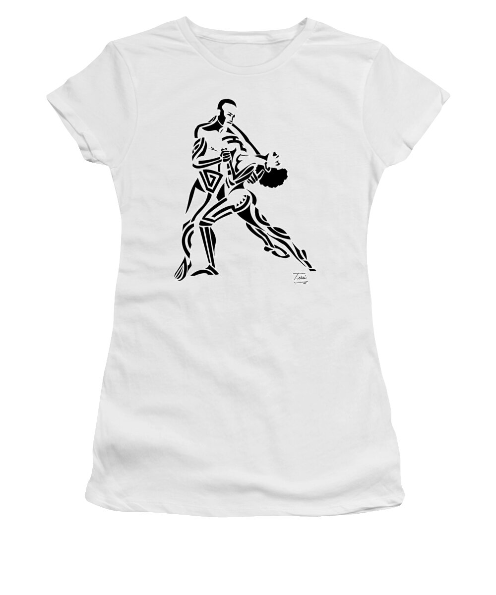 Couple Women's T-Shirt featuring the drawing Tribal Dance by Terri Meredith